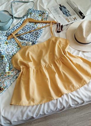 Розпродаж ❗ жовто - гірчичний бавовняний топ primark 18