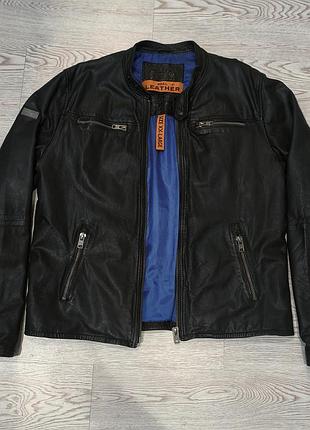 Байкерская кожаная куртка кожанка super dry real hero biker jacket