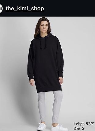 Чорне довге худі з капюшоном uniqlo