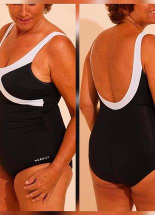 Суцільний купальник karli black white, decathlon, 3-4xl, eu 48.