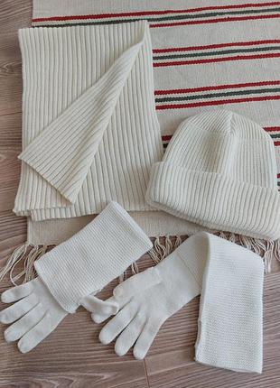 Комплект,  шапка,  шарф,  рукавиці