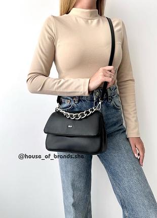 Dkny sina puffy shoulder flap жіноча шкіряна брендова сумочка дкну шкіра сумка кросбоді кроссбоді crossbody подарунок дівчині дружині