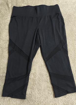 Черные спортивные капри с сетчатыми вставками l/xl