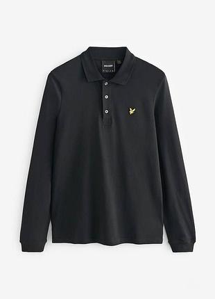 Лонгслів-поло lyle & scott sleeve polo оригінал m-l чорне