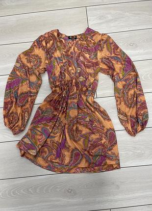 Шовкова сукня міні в стилі zimmermann zara guess boho сукня з шовку s/m
