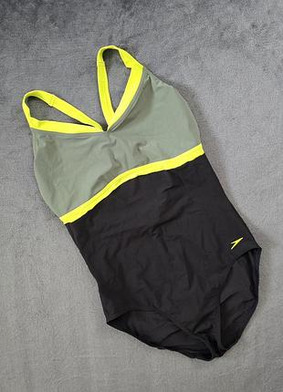 Купальник сдельный, спортивный, хаки, speedo, gb18/40, f 46, aus 16, это xl-2xl.