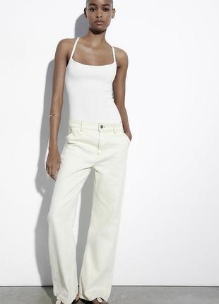 Білий трикотажний боді zara