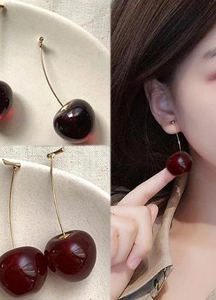 Серьги вишни бордовые длинные