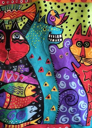 Платок шелк с принтом американской художницы laurel burch 53-53см