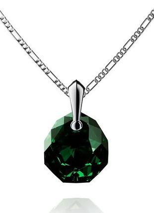 Кулон з ланцюжком з срібла 925 проби зі смарагдом swarovski