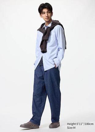 Брюки uniqlo темно-синi stretch easy ankle trousers (denim)