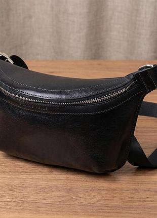 Шкіряна бананка унісекс grande pelle 22813 чорний