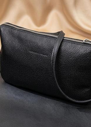 Удобный женский клатч из натуральной зернистой кожи grande pelle 11697 черный