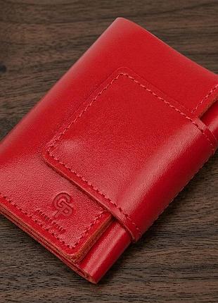 Компактне жіноче портмоне в три складання grande pelle 11549 червоний