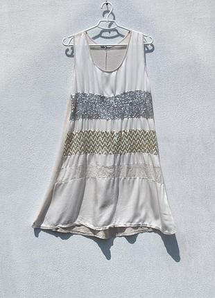 Итальянское лёгкое коттоновое молочное платье made in italy