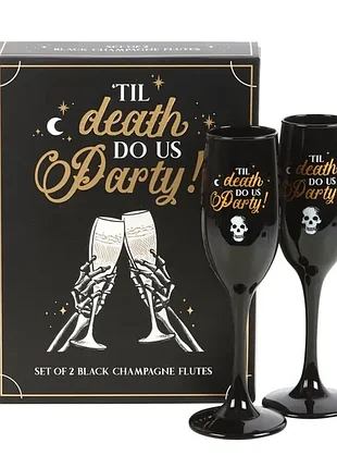 Парные праздничные бокалы для шампанского till death do us party