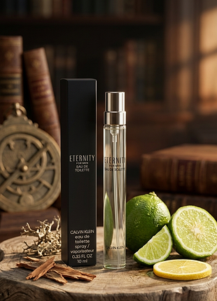 Calvin klein eternity for men - туалетна вода з
цитрусово-древесным звучанием, миниатюра с распылителем 10 мл;