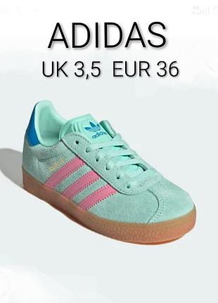 Крутые стильные кроссовки бренда adidas gazelle натуральная замша u92 3,5 eur 36