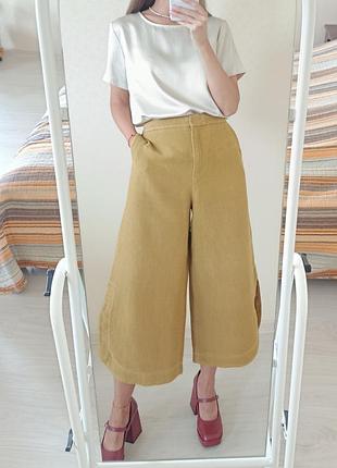 Льняные брюки кюлоты massimo dutti