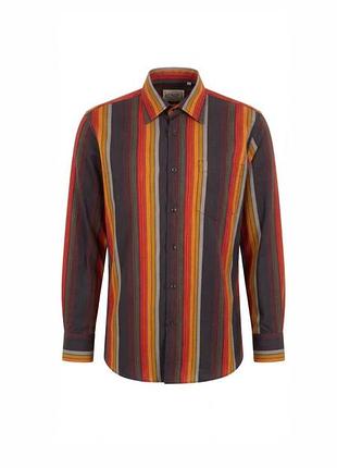 Яркая винтажная рубашка armani collezioni в полоску (красный, желтый, черный), 100% хлопок, made in italy, размер l/xl