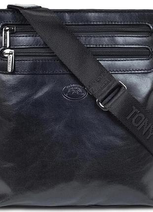 Чоловіча сумка tony perotti натуральна шкіра italico 6048g-20 nero (90351) чорна