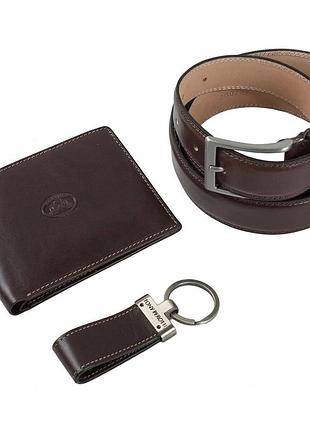 Подарочный набор tony perotti italico кошелек+ремень+брелок (534e-51+kr133+200/35) коричневый
