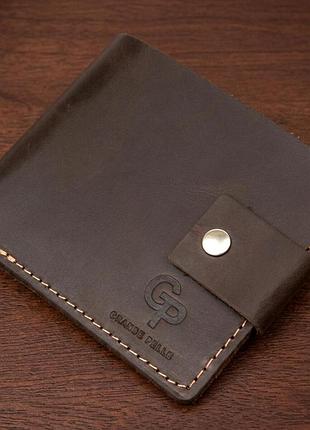 Шкіряне чоловіче портмоне grande pelle 11460 коричневий