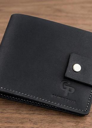 Компактное мужское портмоне в винтажном стиле grande pelle 11228 черное