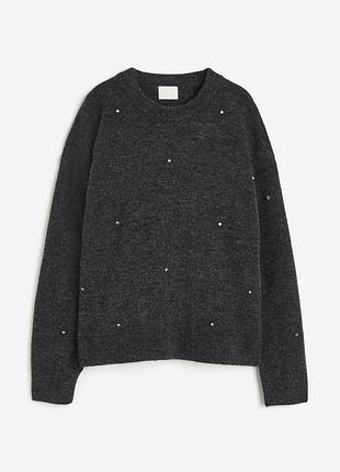 Светр h&m з вовною у складі темно-сірий s/m
