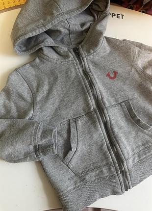 Дитяча сіра кофта / худі true religion на блискавці (розмір 24m / 86-92 см)