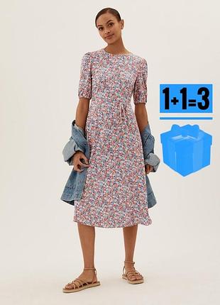 🥰сукня в квітковий принт з поясом m&s віскоза