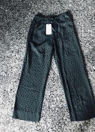 Брюки в пижамном стиле на резинке шнурок zara