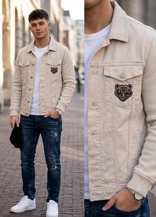 Jack &amp; jones джинсовая куртка с трикотажными рукавами и нашивка в виде медведя