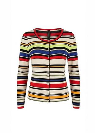 Яркий брендовый кардиган в цветную полоску marc cain из вискозы, размер n4 (uk 14 / l)
