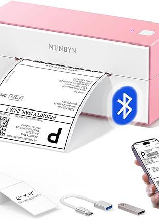 Термопринтер етикеток munbyn bluetooth, бездротовий принтер етикеток 4x6, настільний принтер