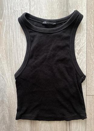 Топ чорний короткий бавовняний zara