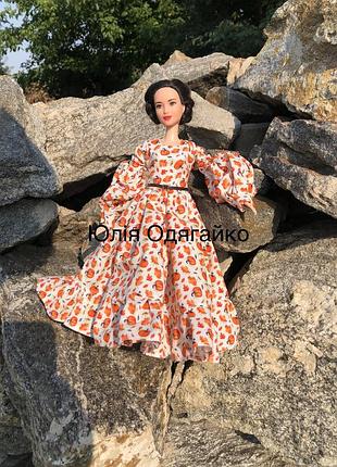 Одяг для ляльки барбі, довга осіння сукня. плаття для ляльок barbie