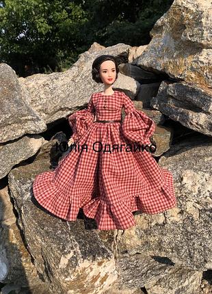 Одяг для ляльки барбі, довга осіння сукня. плаття для ляльок barbie