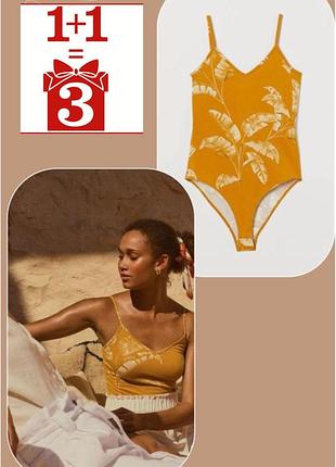 1+1=3 базове боді в принт h&m conscious collection боди топ майка пальма