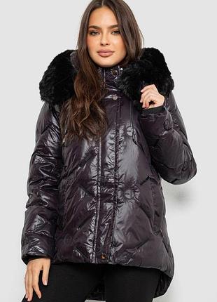 Куртка жіноча зимова коротка, колір коричневий, 244r22-832-1