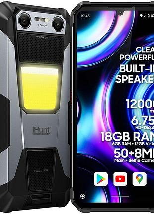 Протиударний смартфон hunt titan music p22000, 4g, дві sim-карти, 6.75" 120hz, 6gb ram, 128gb, nfc, два динаміки,потужність 120db