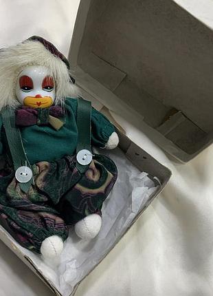 🤡✨ вітнажна колекційна порцелянова лялька клоун арлекін у коробці нова