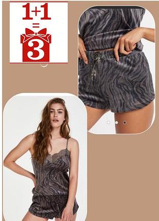 1+1=3 домашні велюрові шорти hunkemoller принт бархат