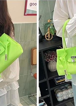 Яскрава силіконова сумка jelly bag неонова пляжна з замочком