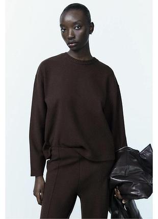 Жіночій костюм з широкими брюками коричневий zara шоколадний костюм зара