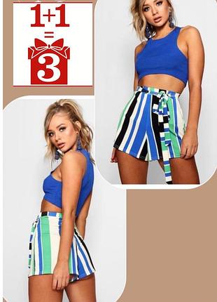 1+1=3 міні шорти в смужку з поясом missguided