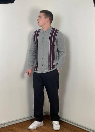 Сірий кардиган m&s collection в смужку та на ґудзиках, светр, кофта, джемпер, олд мані