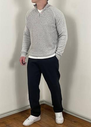 Світло сірий вʼязаний джемпер george 1/4 zip, на змійці, базовий, трендовий, однотонний