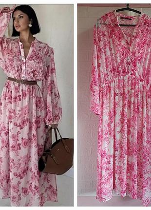 Рожева шифонова сукня zara, без паску