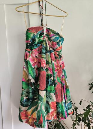Сукня сарафан primark халтер шовк квітковий принт як вінтаж  платье сарафан праймарк халтер шелк цветочный принт винтаж хлопок бавовна